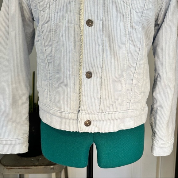Levi’s Light Blue Sherpa-Lined Button Down Corduroy Jacket XS - Picture 3 of 15